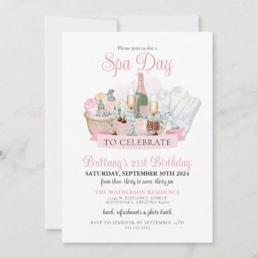 Invitation Fête des Spas Glamour Champagne Chocolat Anniversa (Devant)