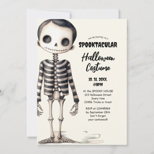Invitation Fête des squelettes gothiques vintage (Devant)