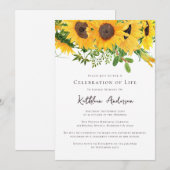 Invitation Fête des tournesols de la vie funéraire Memorial (Devant / Derrière)