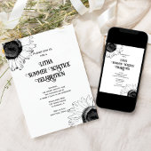 Invitation Fête des Tournesols Noirs et Blancs Litha Solstice