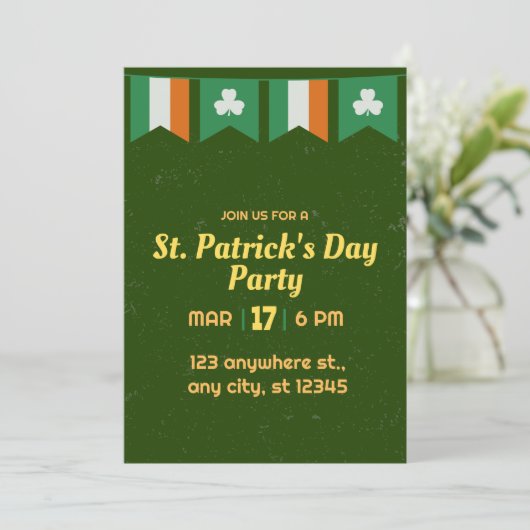 Invitation Fête des Trèfles Verts Irlande St Patricks Day  (Debout devant)