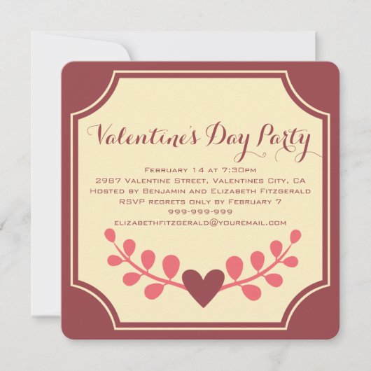 Invitation Fête des Valentines au coeur d'Art déco (Devant)