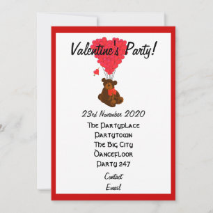 Invitation Fête des valentines d'ours en peluche