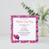 Invitation Fête des Valentines du Coeur rose et pourpre (Debout devant)