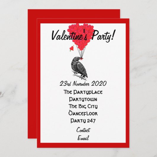 Invitation Fête des valentines gothiques (Devant / Derrière)