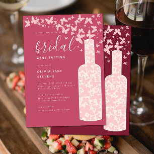 Invitation Fête des vins de Bordeaux Papillons roses Boho