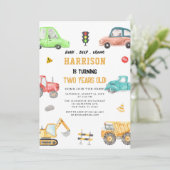 Invitation Fête des voitures Camion de Construction Dump (Debout devant)