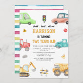 Invitation Fête des voitures Camion de Construction Dump (Devant / Derrière)