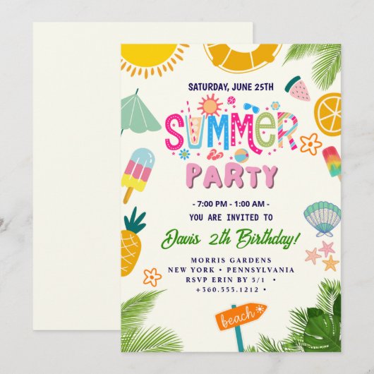 Invitation Fête d'été (Devant / Derrière)