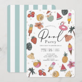 Invitation Fête d'été à la piscine pour adultes (Devant / Derrière)