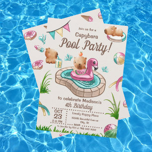 Invitation Fête d'été amusante au bord de la piscine pour cap