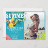 Invitation Fête d'été Anniversaire Amusement design (Devant)