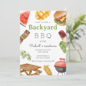 Invitation Fête d'été au barbecue de jardin (Debout devant)