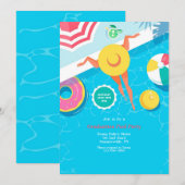 Invitation Fête d'été au bord de la piscine (Devant / Derrière)