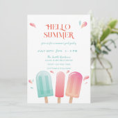 Invitation Fête d'été au bord de la piscine BBQ dans le jardi (Debout devant)