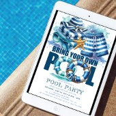 Invitation Fête d'été au bord de la piscine BYO Aquarelle ble