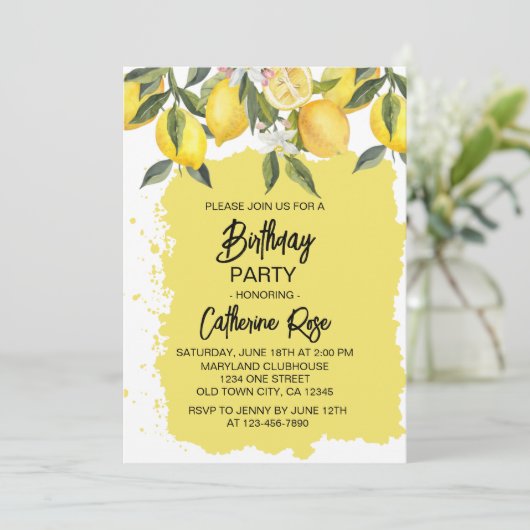 Invitation Fête d'été au citron botanique (Debout devant)