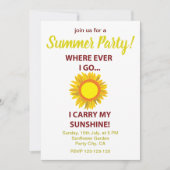 Invitation Fête d'été au tournesol ensoleillé (Devant)