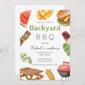 Invitation Fête d'été BBQ dans le jardin (Devant / Derrière)