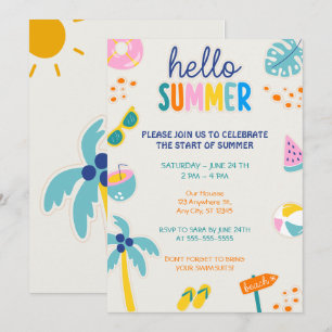 Invitation Fête d'été Bonjour 