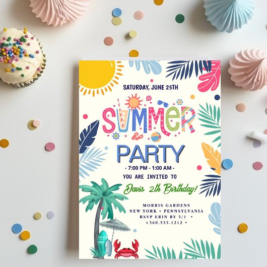 Invitation Fête d'été cool