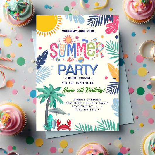 Invitation Fête d'été cool