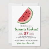 Invitation Fête d'été de barbecue à la pastèque à l'aquarelle (Devant)