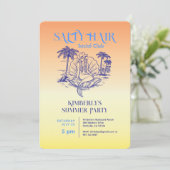 Invitation Fête d'été de la chouette de sirène jaune côtière (Debout devant)