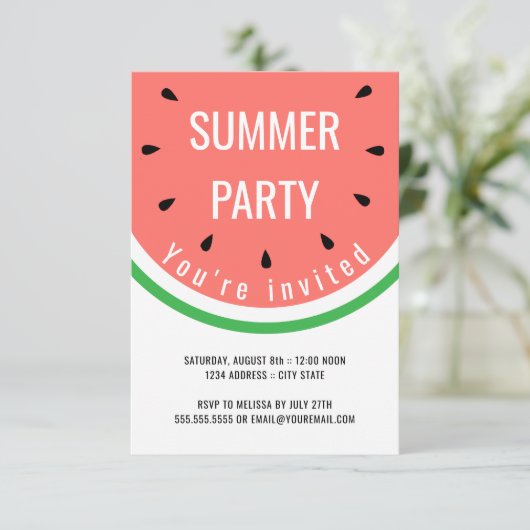 Invitation fête d'été de la pastèque (Debout devant)