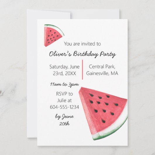 Invitation Fête d'été de la pastèque (Devant)