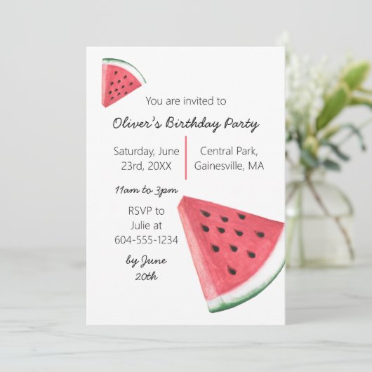 Invitation Fête d'été de la pastèque (Debout devant)