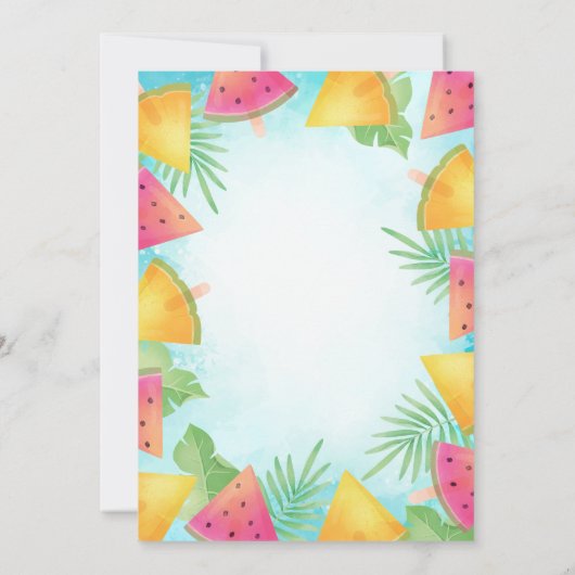 Invitation Fête d'été de la pastèque Palm Feuille (Dos)