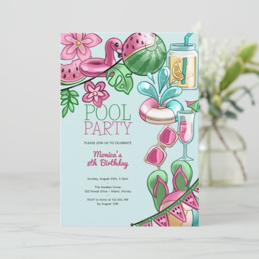 Invitation Fête d'été de la piscine (Debout devant)