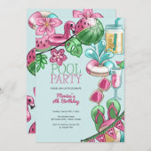 Invitation Fête d'été de la piscine (Devant / Derrière)