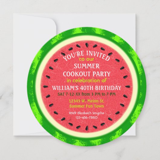 Invitation Fête d'été de la tranche de pastèque Cuisine ou An (Devant)