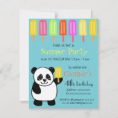 Invitation Fête d'été de Panda Bear avec des Popsicles (Devant)