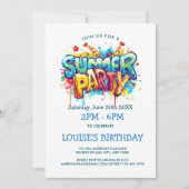 Invitation Fête d'été de style graffiti vibrant (Devant)