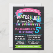 Invitation Fête d'été de toboggan rose (Devant)