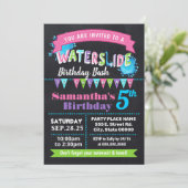 Invitation Fête d'été de toboggan rose (Debout devant)