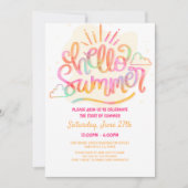 Invitation Fête d'été, dernier jour d'école, fête au bord de  (Devant)