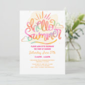 Invitation Fête d'été, dernier jour d'école, fête au bord de  (Debout devant)