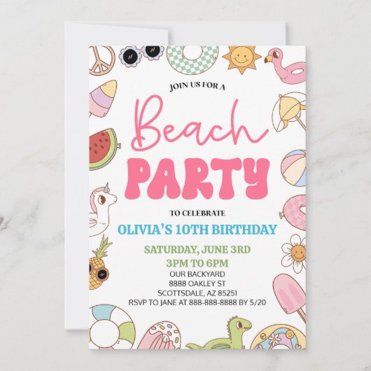 Invitation Fête d'été des années 70 Retro moderne (Devant)