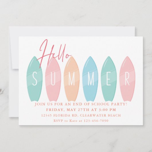 Invitation Fête d'été Fête de fin d'année scolaire Célébratio (Devant)