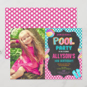 Invitation Fête d'été fête de la piscine photo d'anniversaire (Devant / Derrière)