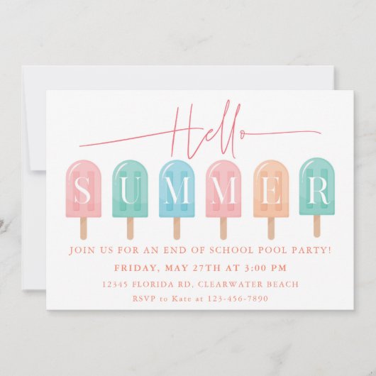 Invitation Fête d'été Fin de l'école Année Fête de fête (Devant)