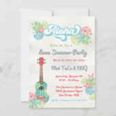 Invitation Fête d'été Fleur tropicale Luau Aloha (Devant)