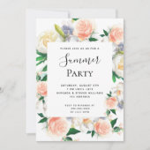 Invitation Fête d'été fleurons luxuriants corail blanc pêche (Devant)