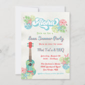 Invitation Fête d'été Fleurs Tropicales Luau Aloha (Devant)