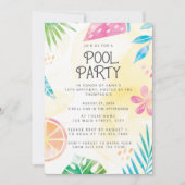 Invitation fête d'été piscine à l'aquarelle (Devant)