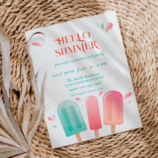 Invitation Fête d'été piscine Barbecue de jardin 